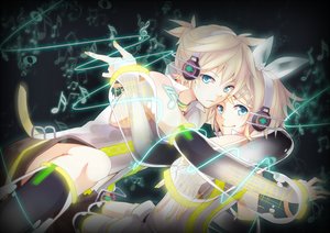 Rating: Safe Score: 64 Tags: blonde_hair blue_eyes bow elbow_gloves gloves headphones kagamine_len kagamine_rin kintoke len_append male music rin_append short_hair shorts thighhighs vocaloid User: STORM