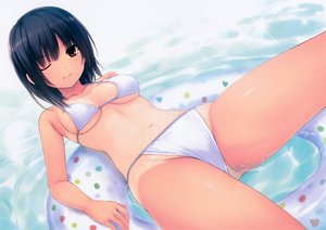 Rating: Safe Score: 259 Tags: aoyama_sumika bikini black_hair breasts brown_eyes cleavage coffee-kizoku navel swim_ring swimsuit tan_lines underboob water wink User: opai