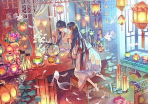 Rating: Safe Score: 146 Tags: animal barefoot black_eyes blue_hair den_(itokiitoki5022) fan fish japanese_clothes jpeg_artifacts long_hair male mirror original reflection short_hair User: FormX