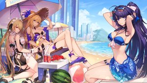 Rating: Safe Score: 98 Tags: ass baek_hyang ball beach bianka_durandal_ataegina bikini brown_hair building city coca_cola drink food fruit goth-loli hat honkai_impact honkai_(series) lolita_fashion long_hair navel ponytail purple_hair raiden_mei red_eyes rita_rossweisse swimsuit umbrella watermelon User: BattlequeenYume