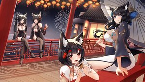 Rating: Safe Score: 31 Tags: animal_ears anthropomorphism azur_lane black_hair blue_eyes breasts catgirl chinese_clothes chinese_dress cleavage dress fireworks fusou_(azur_lane) fusou_meta long_hair red_eyes sanba_tsui short_hair sky thighhighs twintails umbrella yamashiro_(azur_lane) yamashiro_meta User: BattlequeenYume