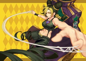 Rating: Safe Score: 82 Tags: breasts evan_yang jojo_no_kimyou_na_bouken kuujou_jolyne kuujou_joutarou male navel wristwear yellow_eyes User: Flandre93