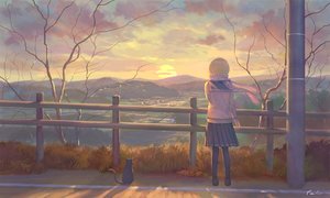 Rating: Safe Score: 51 Tags: animal blonde_hair building cat city clouds feel_(nasitaki) original pantyhose scarf scenic school_uniform short_hair signed skirt sky sunset User: RyuZU