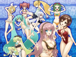 Rating: Safe Score: 95 Tags: akita_neru bikini group gumi hatsune_miku kagamine_rin kasane_teto macne_nana megurine_luka meiko project_diva swimsuit utau vocaloid yowane_haku User: HawthorneKitty