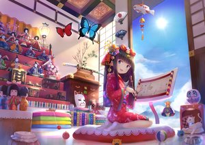 Rating: Safe Score: 137 Tags: animal ball blue_eyes book brown_hair butterfly cat clouds doll fan fish headdress japanese_clothes katana liclac loli long_hair mask original paper sky socks sword weapon wristwear yukata User: gnarf1975