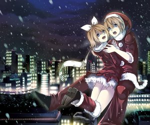 Rating: Safe Score: 70 Tags: aliasing blonde_hair blue_eyes building christmas city hat kagamine_len kagamine_rin male ryota_(ry_o_ta) santa_costume santa_hat short_hair snow vocaloid User: C4R10Z123GT