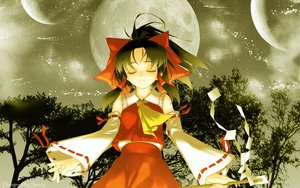 Rating: Safe Score: 49 Tags: black_hair hakurei_reimu japanese_clothes jpeg_artifacts miko moon ribbons rokuwata_tomoe touhou tree User: Oyashiro-sama